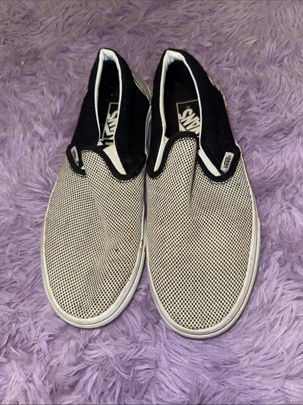 Vans Black and White Checker Slip-On Sneakers